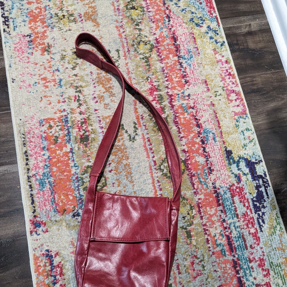 Elegant Red Leather Shoulder Crossbody Bag